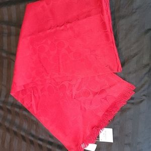New with tag Coach signature wrap scarf. True red color. 85%wool,15% silk